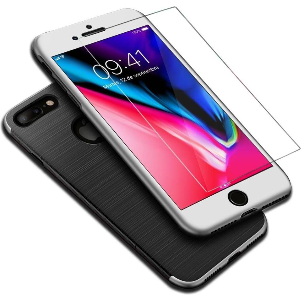 König Design Apple iPhone 7 Plus Hülle Case Handy Cover Schutz Etui Schutzhülle Carbon Silber (Apple iPhone 7 Plus), Sma...