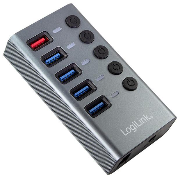 Produktbild LogiLink Hub 4 x USB 3.2 Gen 1 + 1 x USB (Fast Charging) (USB-C, 5 Ports)