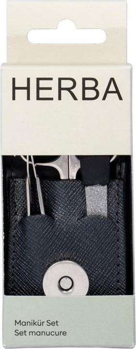 Image du produit Herba Set de manucure 3 pièces nickelé dans un étui de rangement, noir