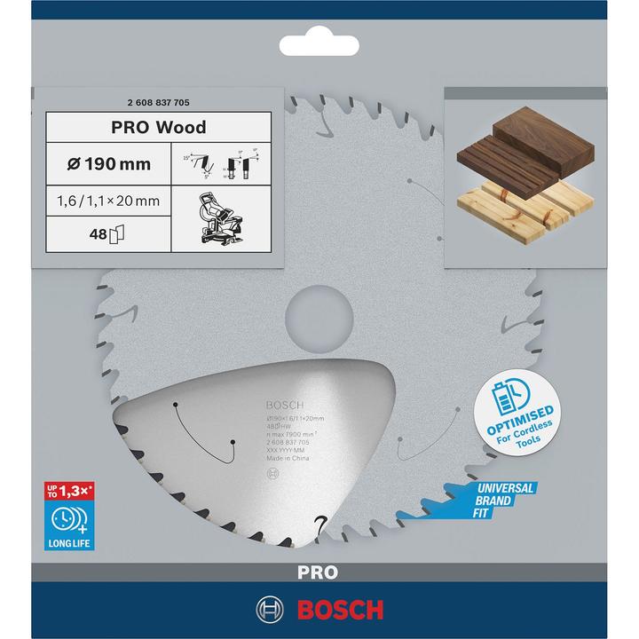Image du produit Bosch Professional Zubehör Lame de scie circulaire PRO Wood cordless, 190 x 1,6 x 20 mm