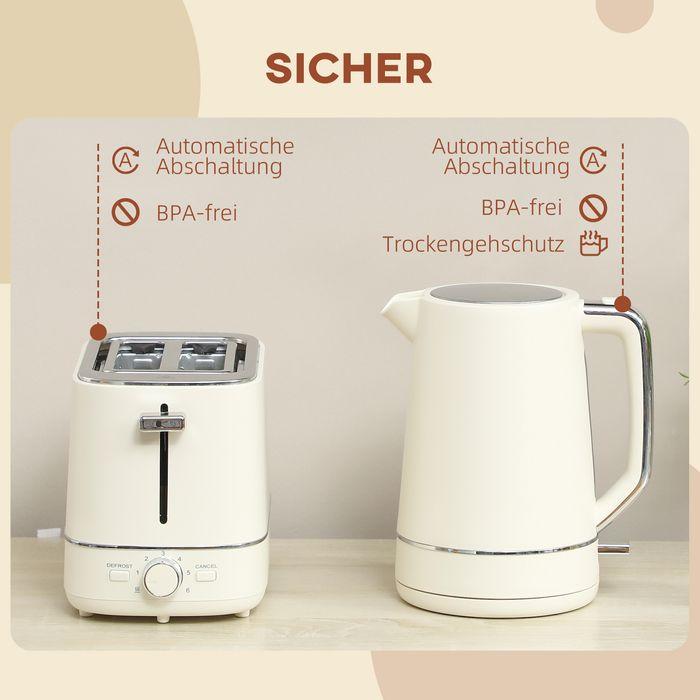 Produktbild Swisshandel24 Set aus 1,7 L Wasserkocher und Toaster mit 6 Bräunungsstufen, Beige (1.70 l)