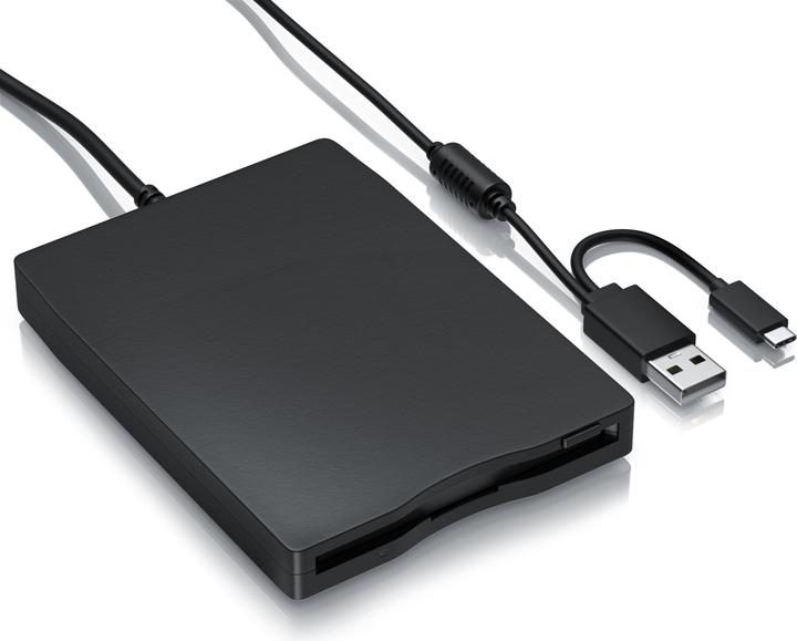 Produktbild CSL Externes Diskettenlaufwerk, USB-A/C Schnittstelle, Plug and Play, kompatibel mit Windows, Floppy