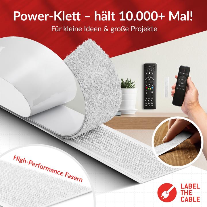 Image du produit Label-the-cable LTC Klettrolle Easy Tape Strap 8mx20mm Bündeln&Ordnen weiss (20 mm)