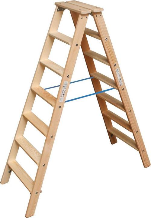 Krause Double wooden stepladder 2x7 Working height: approx. 3.10m 13.2kg 81844 (Stepladder)