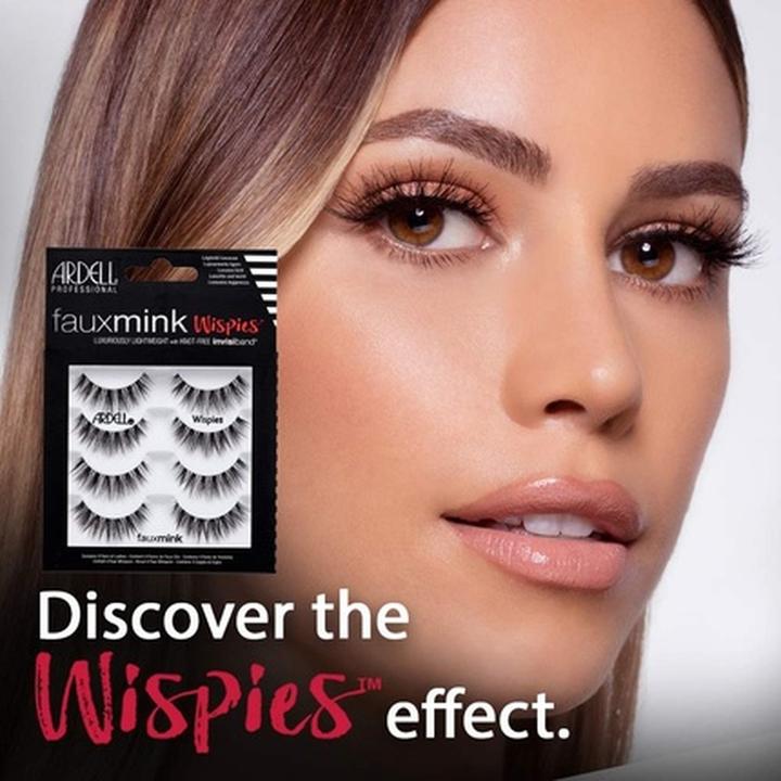 Actual product image Ardell Faux Mink Wispies Synthetic Vegan Eyelashes Black - Pack of 4 (Artificial eyelashes)