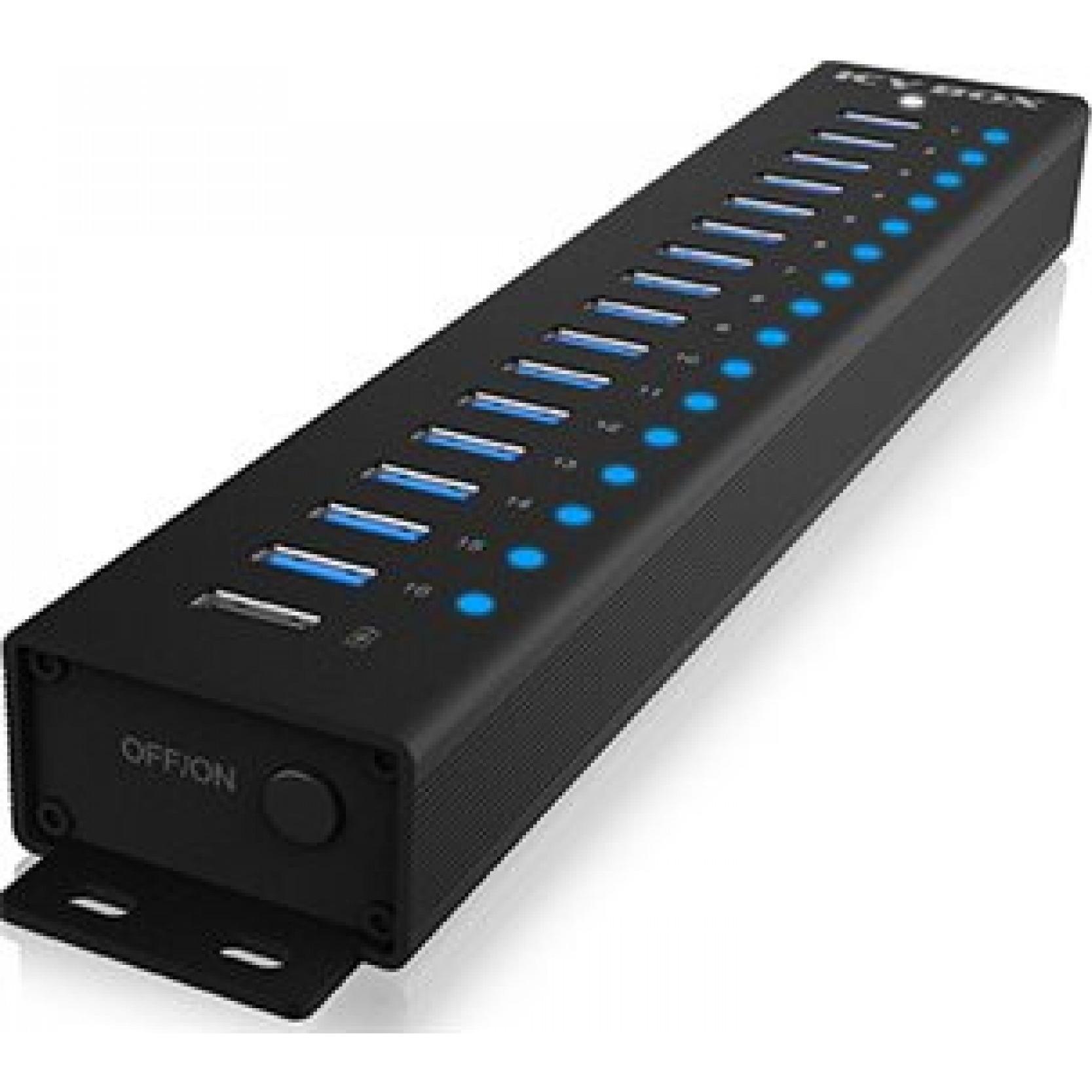 Icy Box IB-HUB1717-U3 (USB-C, 17 Ports), Dockingstation + USB Hub, Schwarz