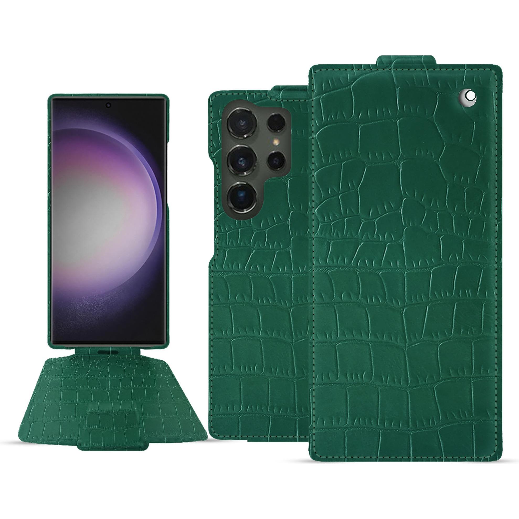 Noreve Lederschutzhülle vertikal (Samsung Galaxy S24 Ultra), Smartphone Hülle, Grün