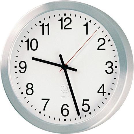 Peweta, Wanduhr, Wanduhr Funkuhr Alu.mattsilber 1,5 V Zahlen D.400mm (40 cm)