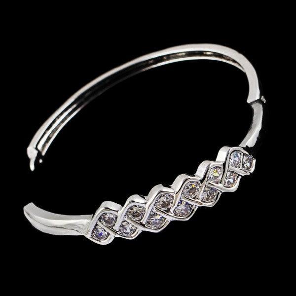 Actual product image Hermex LUXURY Platinum Plated Bangle Bracelet Charms Zirconia - Platinum (Copper-nickel alloy)