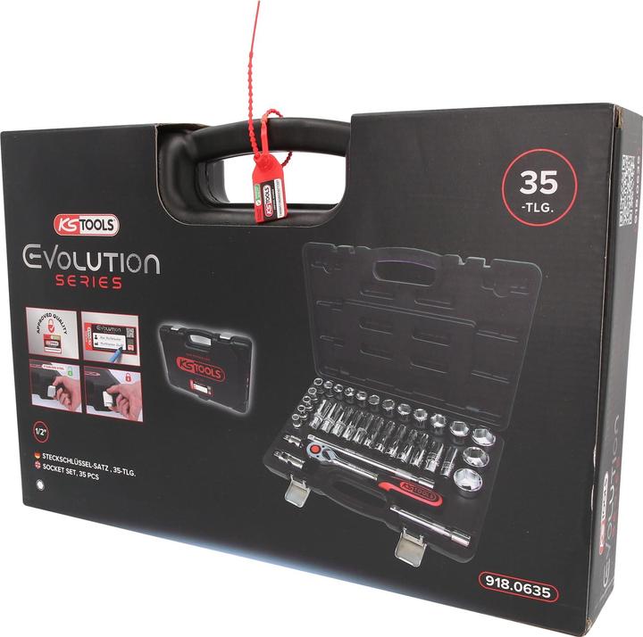 Produktbild KS Tools 1/2" CHROMEplus Steckschlüssel-Satz, 35 Teile, Flank Traction (1/2")
