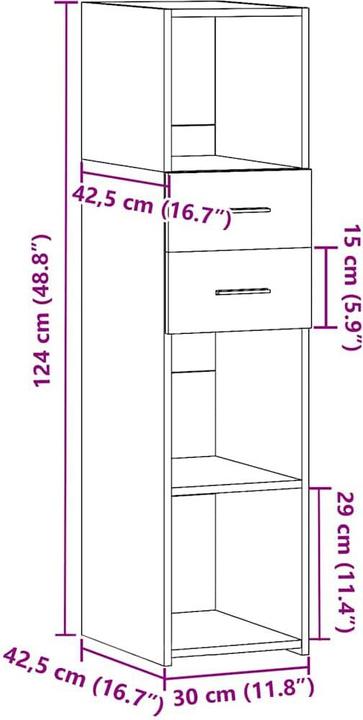 Image du produit vidaXL Highboard (30 x 42.50 x 124 cm)