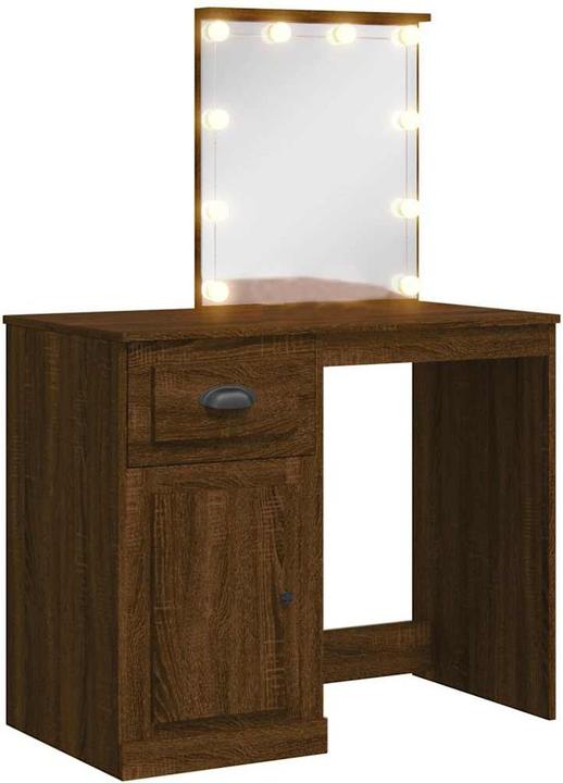 VidaXL Coiffeuse avec lampes LED aspect chêne brun (90 x 42 x 132.5 cm)