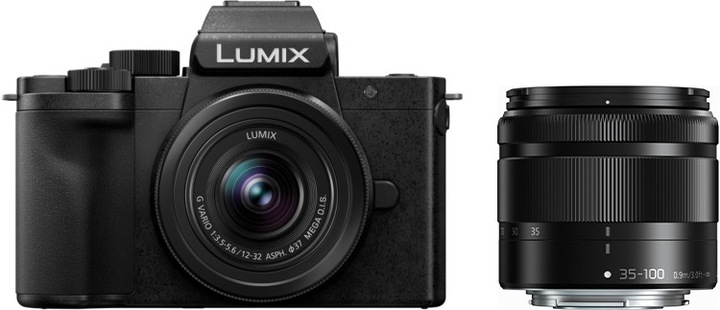 Produktbild Panasonic Lumix DC-G100 + 12-32mm f/3.5-5.6 + 35-100mm f/4.0-5.6 (12 - 32 mm, 20.30 Mpx, 4/3)