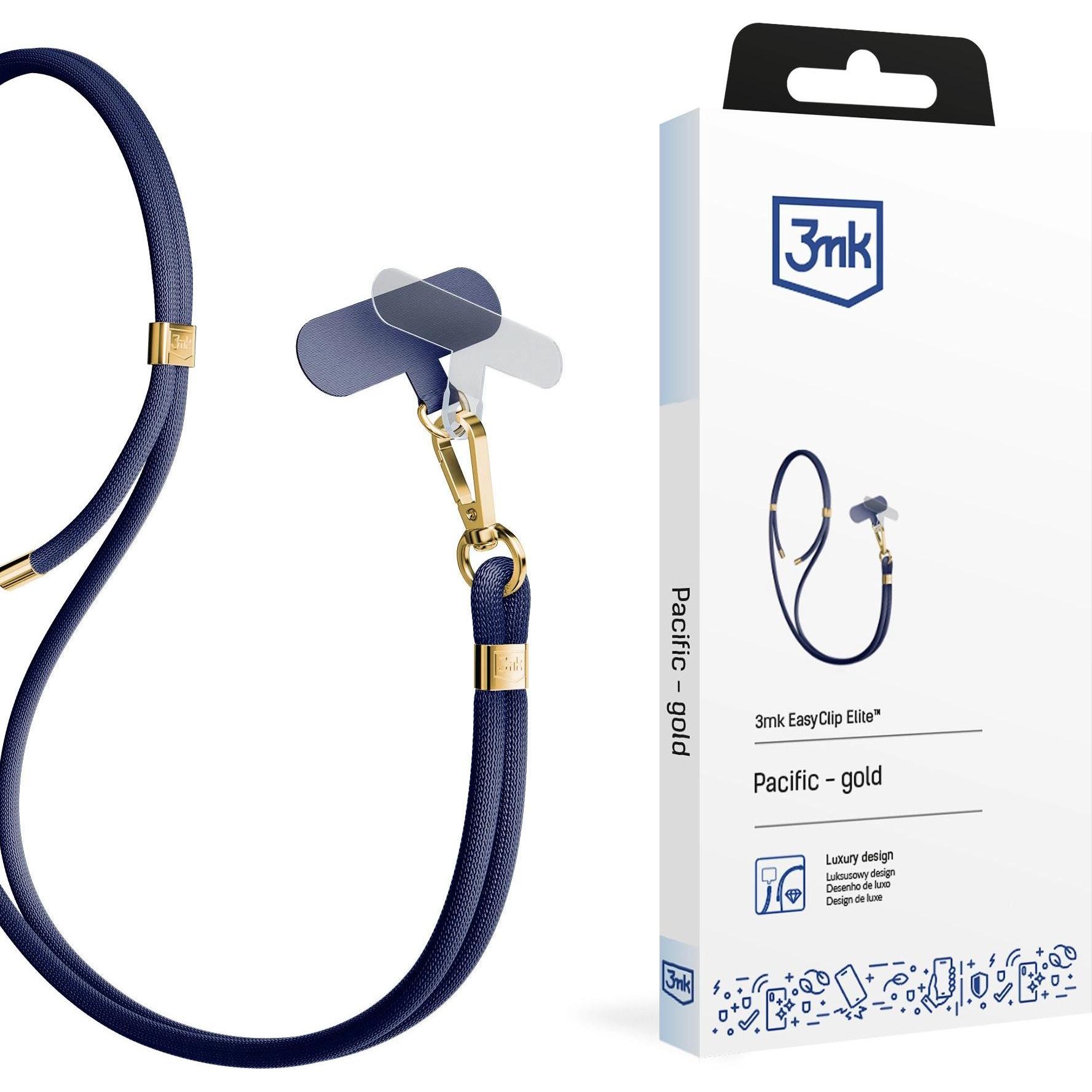 3MK EasyClip Elite Pacific (gold) Smycz do telefonu, Smartphone Halterung, Gold, Blau