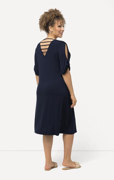 Image du produit Ulla Popken Robe de plage en jersey à décolleté en V, ruban fantaisie et manches courtes (60)