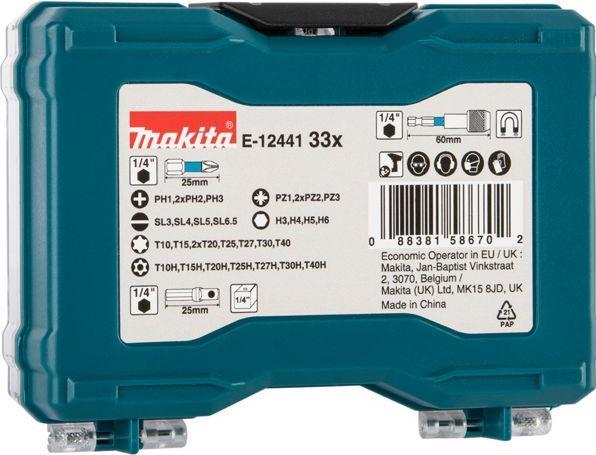 Actual product image Makita 33 dalių sukimo antgalių rinkinys Impact Black (Allen screw, Cross Pozidriv PZ)