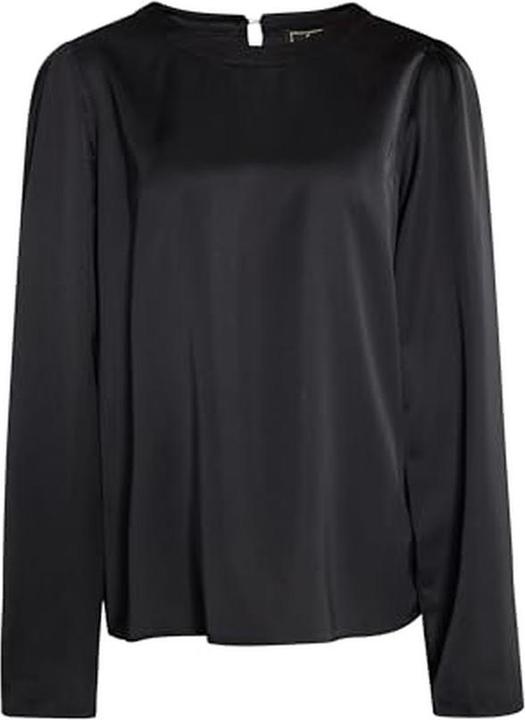 Alary Elegantes Blouseshirt mit glänzender Satinoptik, bekleideten Knöpfen und Puffärmeln (S)