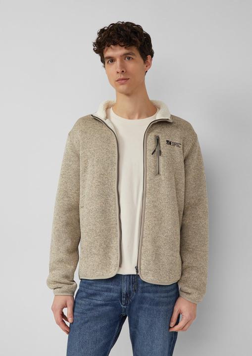Produktbild s.Oliver Sweatshirt Jacke Sweatjacke mit Teddy-Plüsch-Futter in Strick-Optik (L)