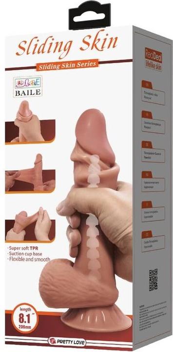 Actual product image Pretty Love Sliding Skin Series Realistic Dildo With Sliding Brown Skin Suction Cup 21,8 cm