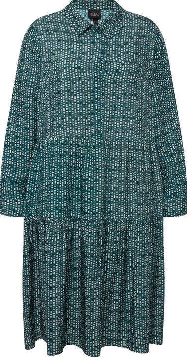 Immagine prodotto Ulla Popken Abito chemisier maxi con orlo con volant, collo da camicia e maniche lunghe (50, 52)