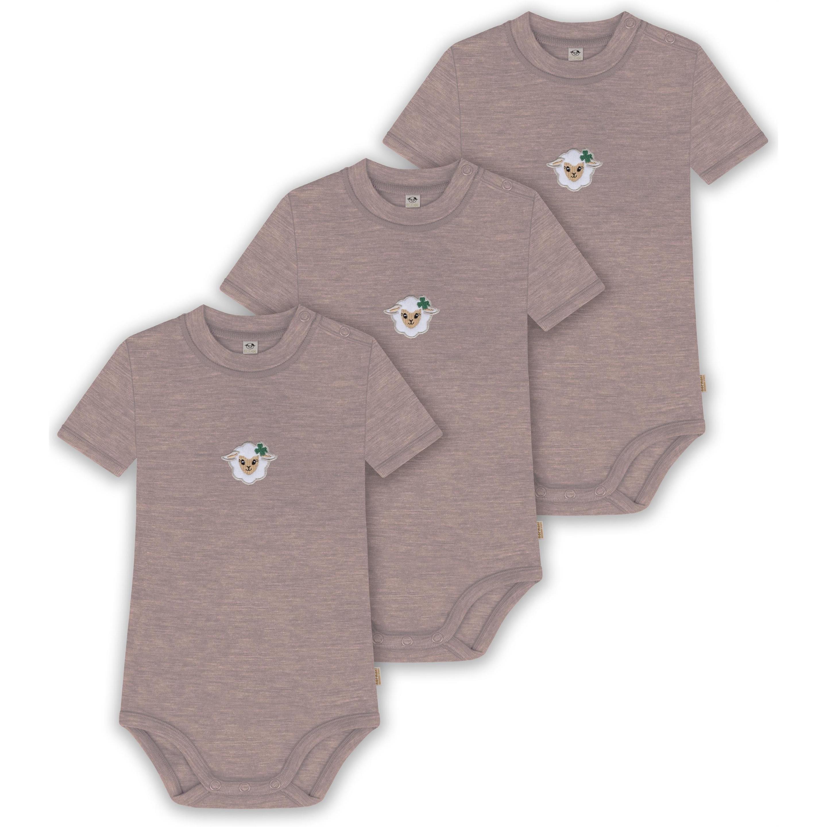 Normani, Body, 3er Set Baby Merino Kurzarmbody „Tihoi" - 9315, Rosa, (86)