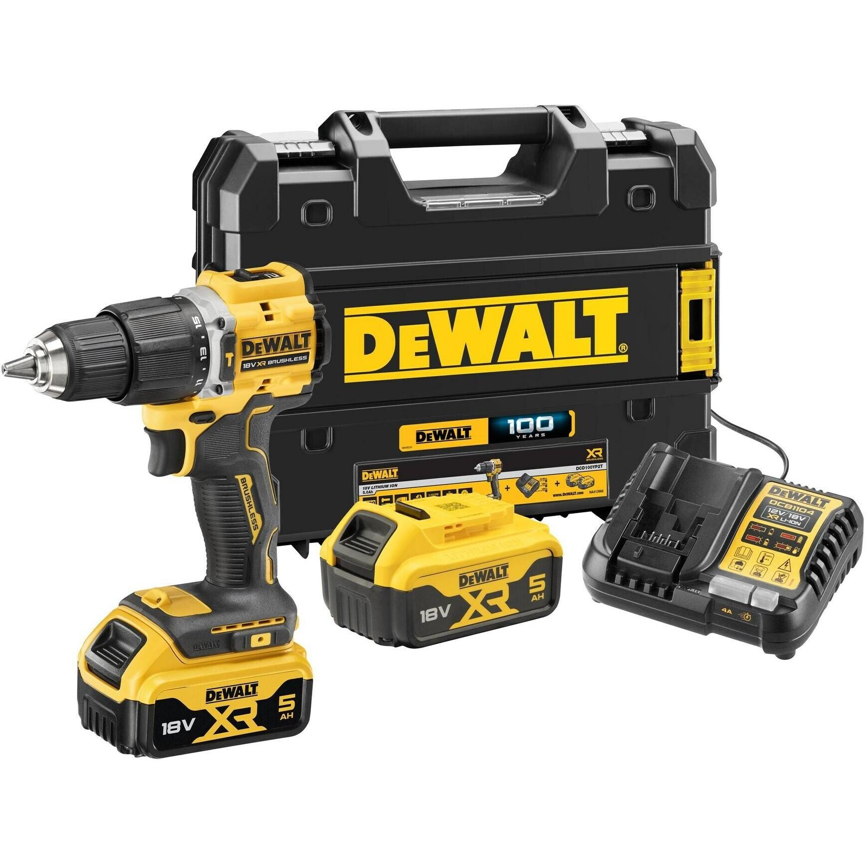 Thumbnail - DeWalt, Bohrmaschine + Akkuschrauber, DCD100YP2T-QW (Akkubetrieb)