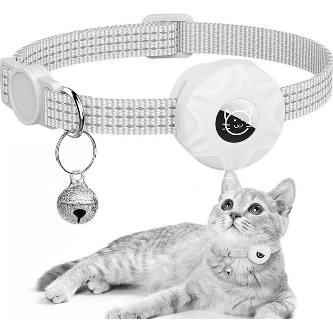 König Design Katzenhalsband für Apple Airtag Hunde Reflektierend Hundehalsband Hülle Silikon, Tracker Zubehör, Weiss
