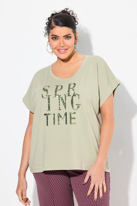 Actual product image Ulla Popken Springtime Sequined Short Sleeve Tee (62)