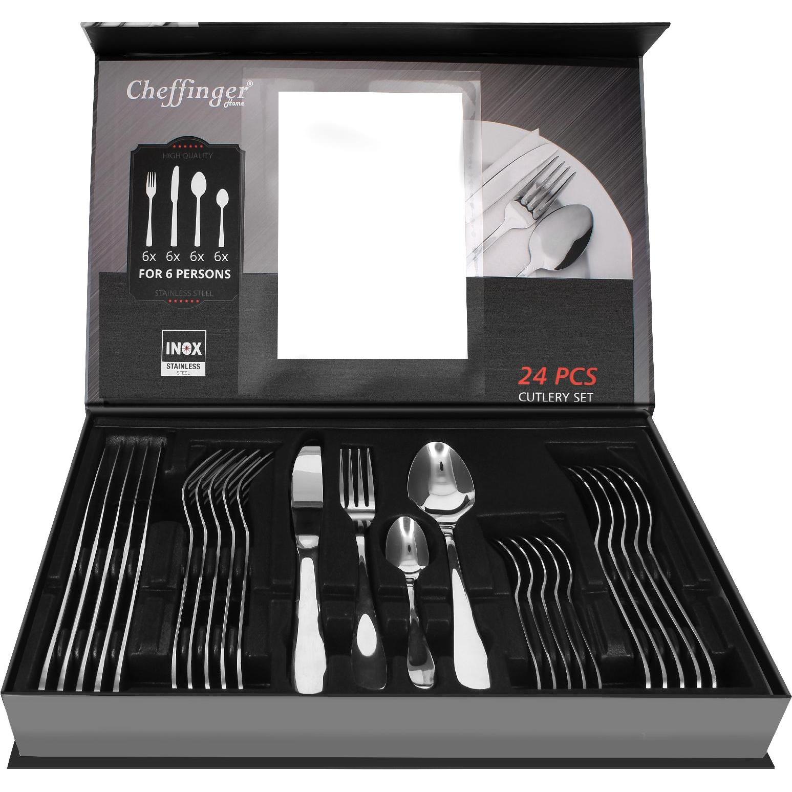 Thumbnail - Cheffinger CF-22125-SL 24 teiliges Besteckset, Besteck, Silber