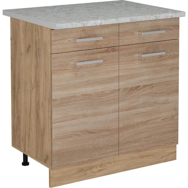 Vicco, Regal, Küchenunterschrank R-Line, Sonoma/Goldkraft Eiche, 80 cm AP Marmor