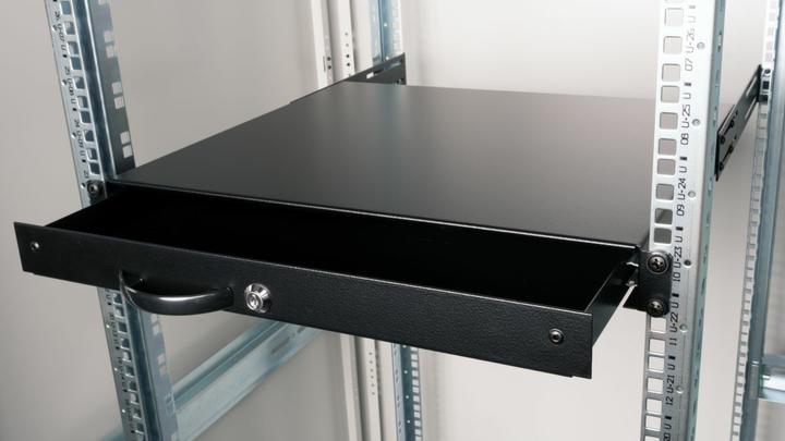 Actual product image equip Drawer for server cabinets 1U, lockable black