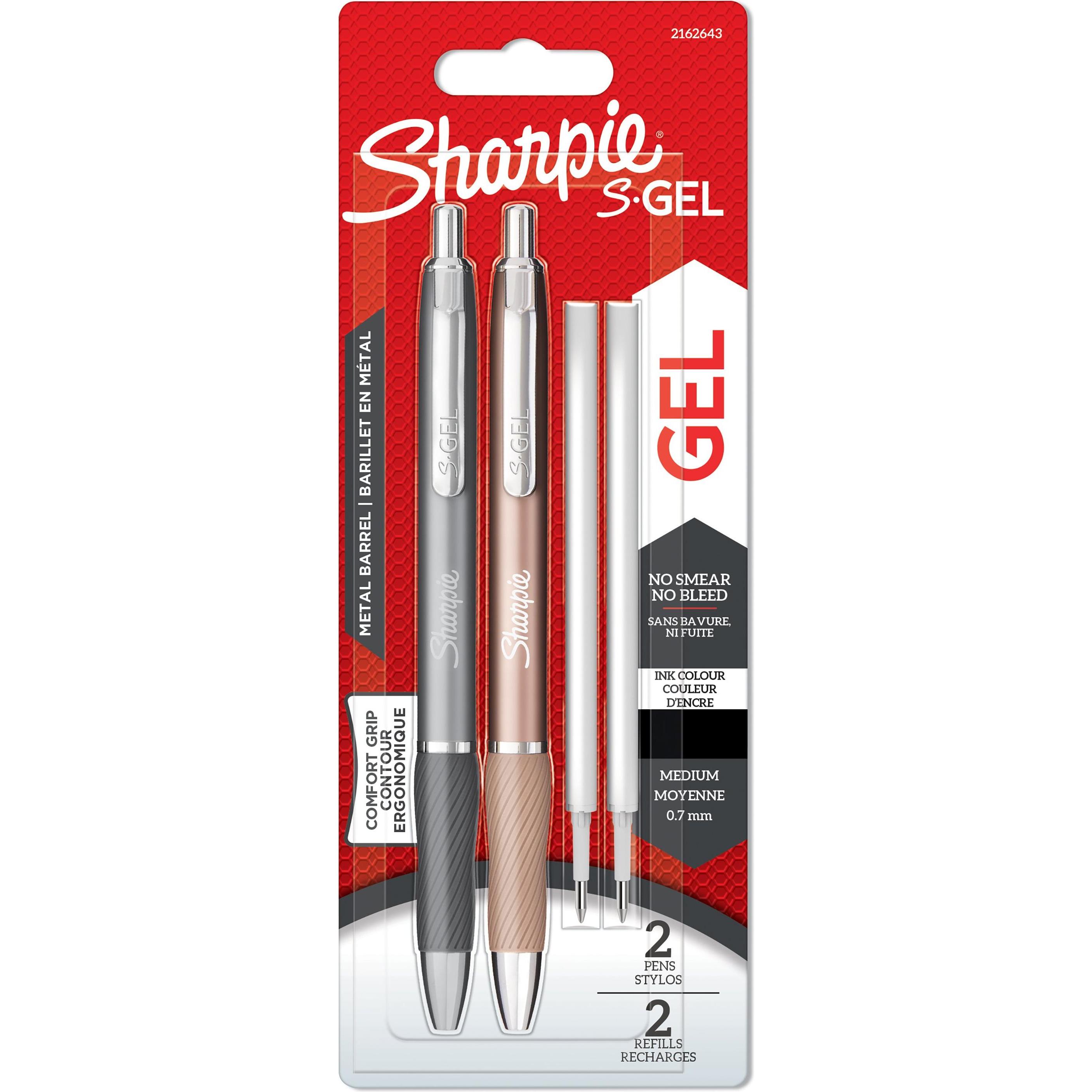 Sharpie, Penne, Penna gel S-Gel Metal Set di 2+2 ricariche nero (Nero, 2 x)