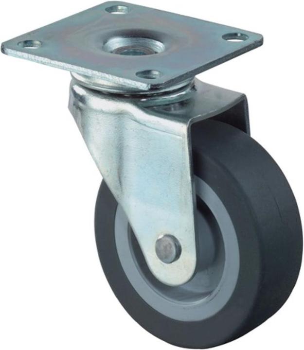 Actual product image BS Rollen Swivel castor wheel dm 25 mm load cap. 15 kg with bolt-on plate rubber grey