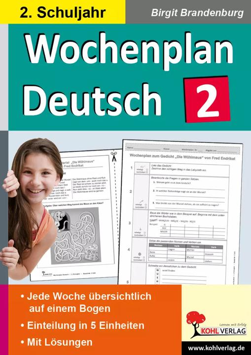 Produktbild Wochenplan Deutsch 2. Schuljahr (Deutsch, Birgit Brandenburg, 2016)