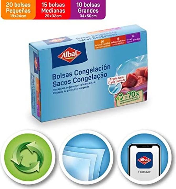 Actual product image Albal Reusable bags for food freezer 45 pieces (45x)