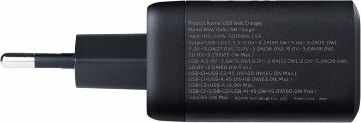 Actual product image Adata Charger 65W GaN USB 2xUSBC 1xUSBA PD QC (65 W, 3 ports)