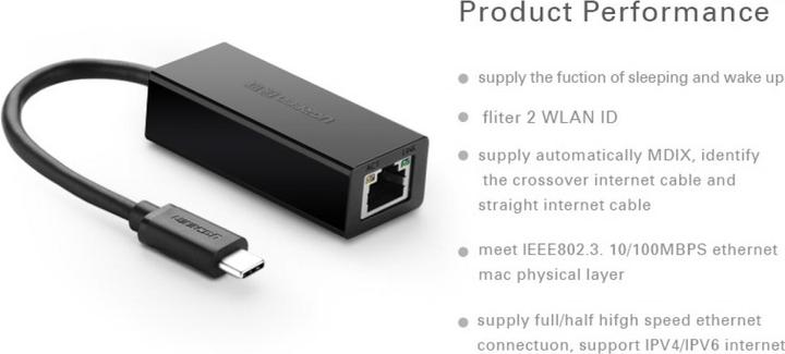 Produktbild Ugreen USB-C auf Ethernet Adapter für Smartphones & Tablets (USB-C, RJ45, RJ45 (1x))