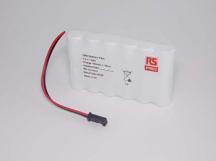 RS PRO Pack de piles NiMH AA, 6 éléments 7.2V / 940mAh, connexion filaire (1 pcs, AA, 940 mAh)