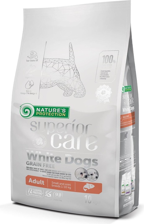 Produktbild Nature's Protection White dogs Getreidefrei Lachs Erwachsene Kleine und Zwerghunde, 10 kg (Adult, 1 Stk., 10000 g)