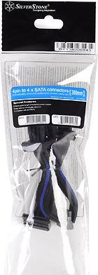 Image du produit Silverstone Câble Molex 4 pôles vers 4x SATA (30 cm, PWM à 4 broches)