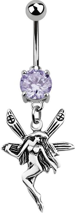 Immagine prodotto Star Piercing Banana in argento con ciondolo fata lavanda (senza ottone, Argento 925, Acciaio chirurgico 316L)