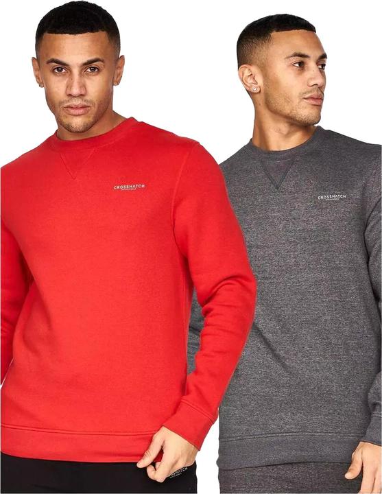 Actual product image Crosshatch Mens Traymax Crew Neck Sweatshirt (Pack of 2) (XXL)