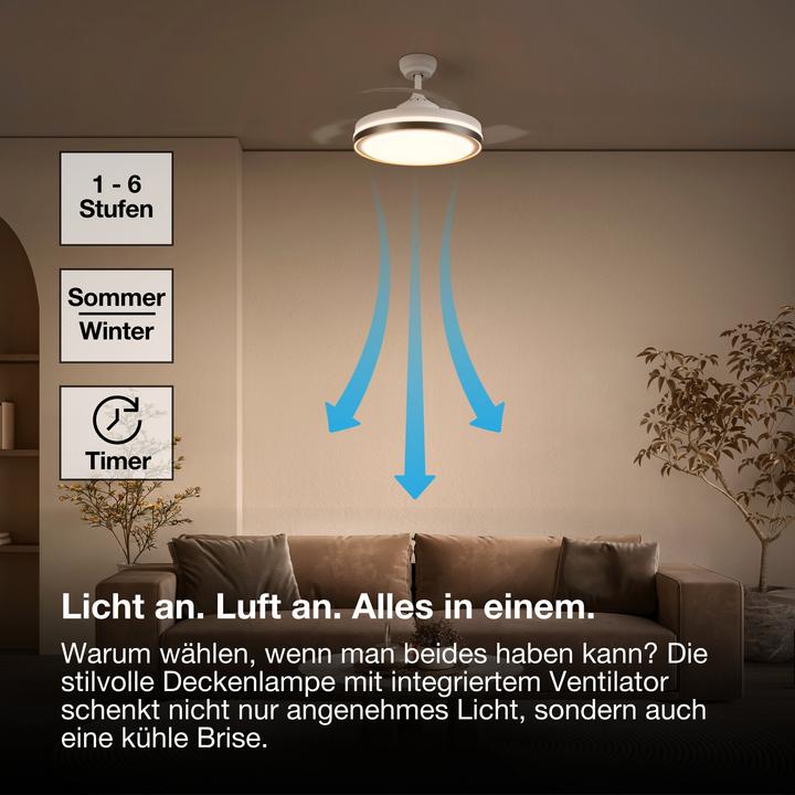 Produktbild Osram HOMELIGHTING Ceiling Fan Retractable 1070 66W White Deckenventilator 66 W