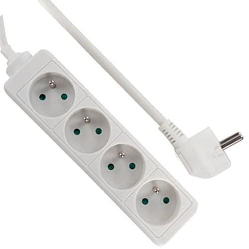 Produktbild Velleman 4-WAY SOCKET-OUTLET - 5 m CABLE - WHITE - PIN EARTH (4 x, CEE 7/5, 5 m)