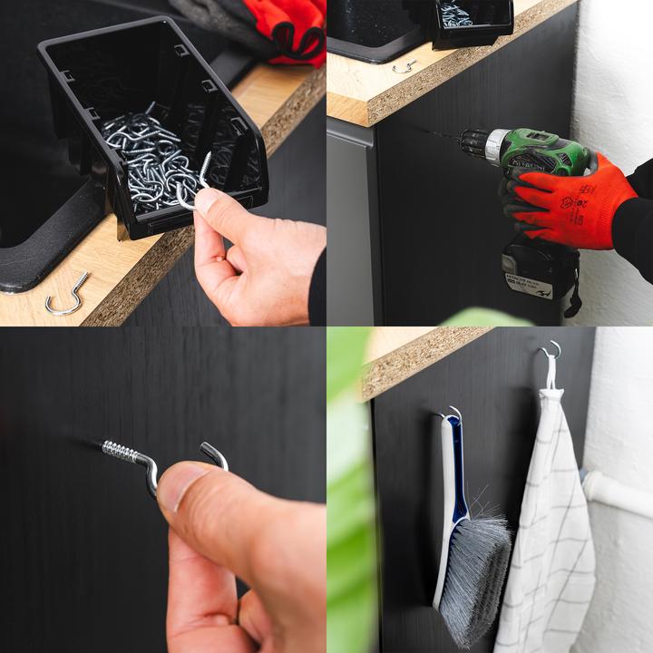 Produktbild Helpmate Schraubhaken, 40 × 3,0 × 15 × 9 mm, gebogen, Stahl, verzinkt, Holzgewinde (50 Schrauben pro Stück)