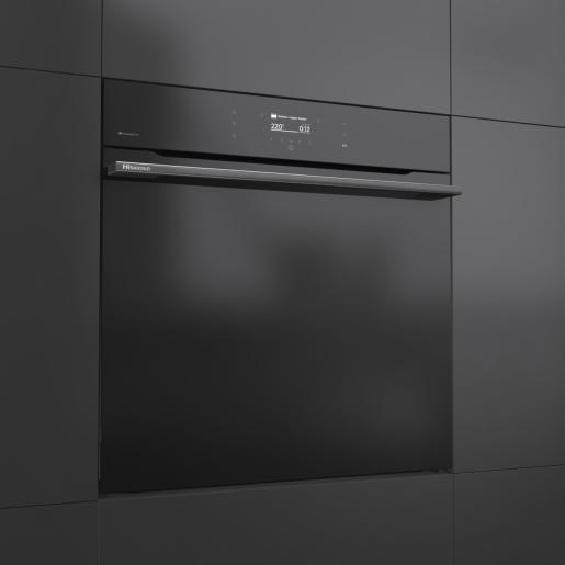 Actual product image Hisense Backofen Pyrolyse BlackGlass HI8 BI 614P8B Glasfront schwarz