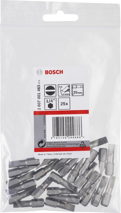 Produktbild Bosch Professional Zubehör Schrauberbit Extra-Hart S 0,8 x 5,5, 25 mm, 25er-Pack (SL 0.8 x 5.5)