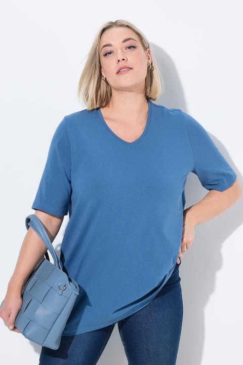 Produktbild Ulla Popken T-Shirt, A-Linie, V-Ausschnitt, Halbarm (58)