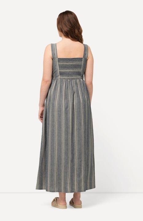 Produktbild Ulla Popken Maxikleid, Streifen, Carree-Ausschnitt, ärmellos, Leinenmix (46, 48)