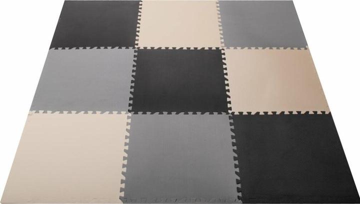 Produktbild Ikonka Schaumstoff-Puzzlematte 9el. grau-creme-graphit 180cmx180cm (9 Teile)